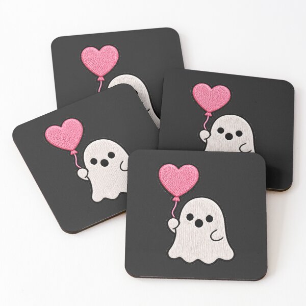 Item preview, Cute Ghost Heart Balloon Kawaii Embroidery Patch Design designed and sold by ColorSplash123.