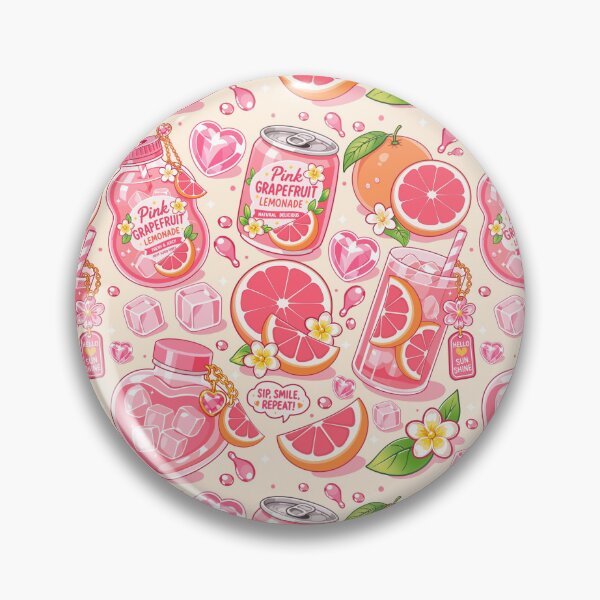Aperçu de l'œuvre Boisson au pamplemousse rose kawaii sans couture créée et vendue par KJackArtwork.