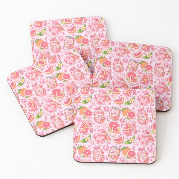 Item preview, Kawaii Pink Grapefruit Drink Seamless  designed and sold by KJackArtwork.