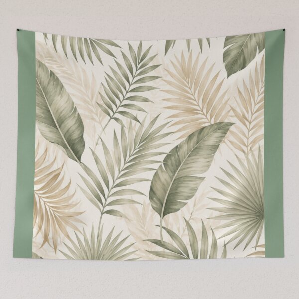 Artikelvorschau, Modern Palm Leaf Pattern in Soft Green & Natural Beige entworfen und verkauft von PureHopeStudio.