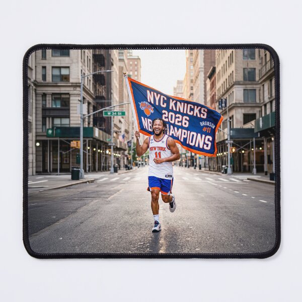 Item preview, Jalen Brunson Running With Knicks Championship Banner designed and sold by Home Decor Art.