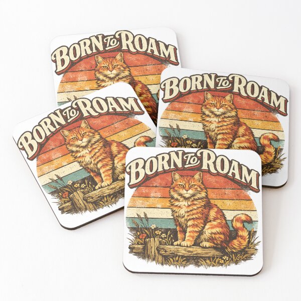 Item preview, Born to Roam Vintage Cat Retro Sunset T-Shirt | Cute Orange Tabby Graphic designed and sold by Graphic Therapist.