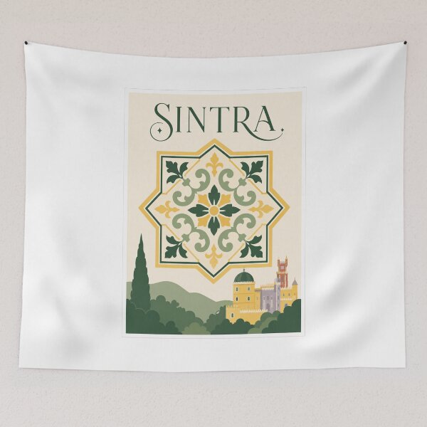 Item preview, Vintage Sintra Portugal Pena Palace Tile Poster designed and sold by Beyond Destinations.