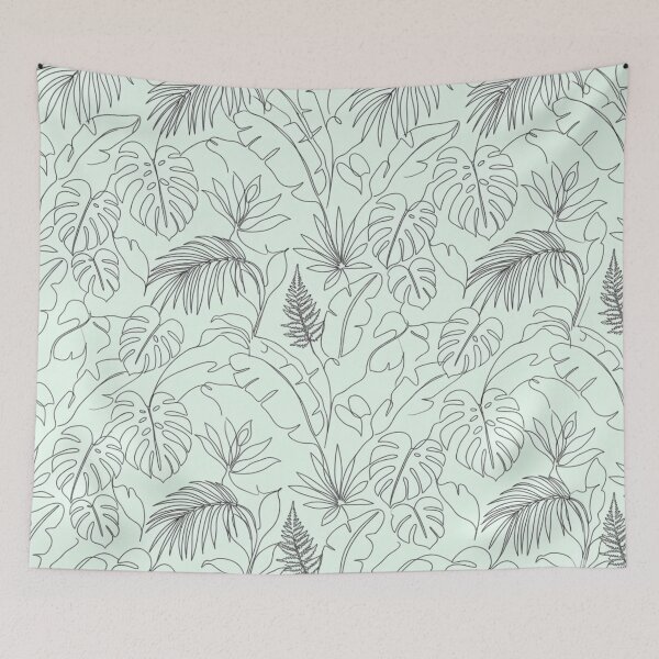 Item preview, Minimalist Tropical Leaf Line Art Seamless Pattern designed and sold by FashioonTrends.