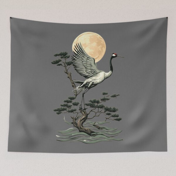 Item preview, Crane, Pine Tree & Full Moon | Elegant Japanese Icon 01 designed and sold by Shift-Bloom.