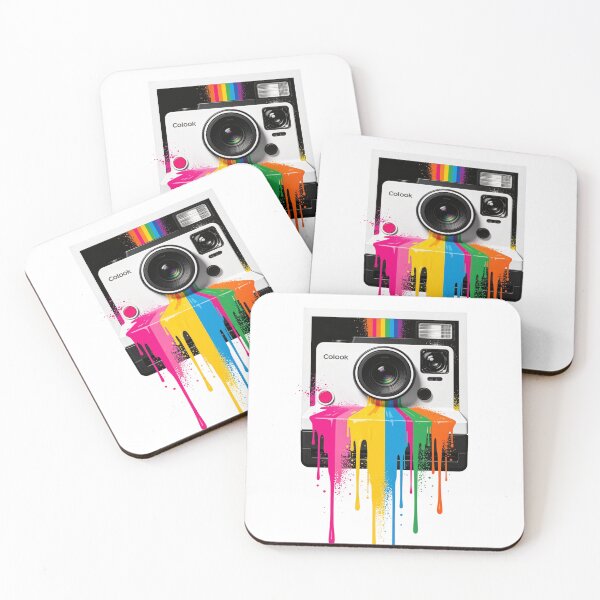 Item preview, Polaroid Color Collage – Retro Camera Drip Tee designed and sold by Artify24.