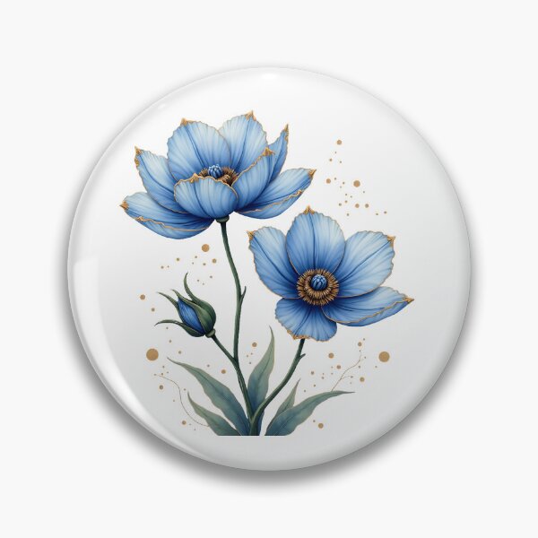Item preview, Elegant Blue Blossom with Gold Accents | Luxury Floral Clipart designed and sold by nncreator.