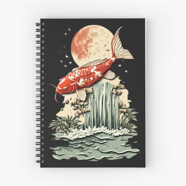 Item preview, Koi Fish Jumping Waterfall Under Moon | Elegant Japanese Icon 01 designed and sold by Shift-Bloom.