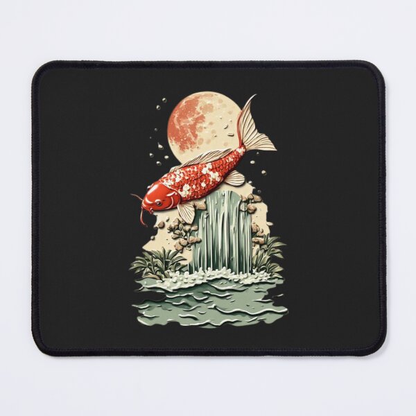 Item preview, Koi Fish Jumping Waterfall Under Moon | Elegant Japanese Icon 01 designed and sold by Shift-Bloom.
