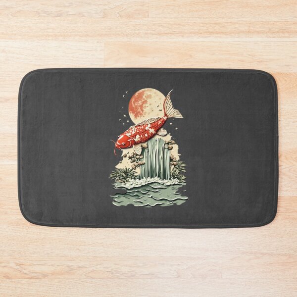Item preview, Koi Fish Jumping Waterfall Under Moon | Elegant Japanese Icon 01 designed and sold by Shift-Bloom.