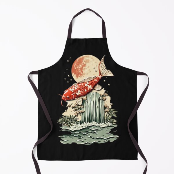 Item preview, Koi Fish Jumping Waterfall Under Moon | Elegant Japanese Icon 01 designed and sold by Shift-Bloom.
