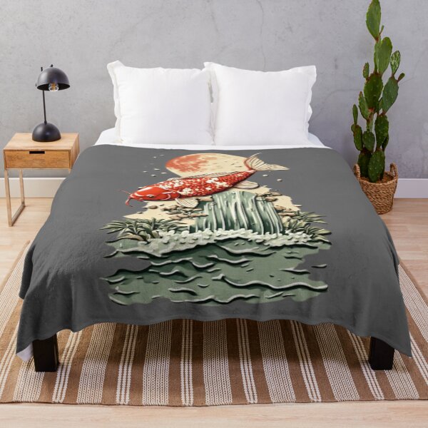 Item preview, Koi Fish Jumping Waterfall Under Moon | Elegant Japanese Icon 01 designed and sold by Shift-Bloom.