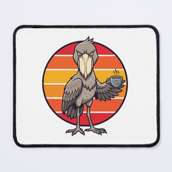 Item preview, Grumpy Shoebill Stork Drinking Coffee Retro 70s Sunset designed and sold by ArcApparel2020.