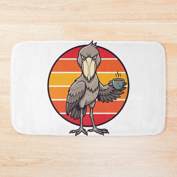 Item preview, Grumpy Shoebill Stork Drinking Coffee Retro 70s Sunset designed and sold by ArcApparel2020.
