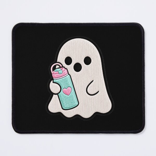 Item preview, Cute Ghost Water Bottle Kawaii Embroidery Patch Design designed and sold by ColorSplash123.