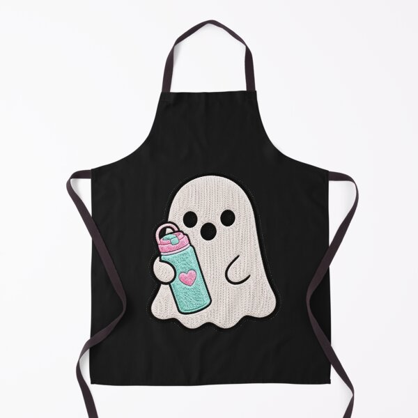 Item preview, Cute Ghost Water Bottle Kawaii Embroidery Patch Design designed and sold by ColorSplash123.