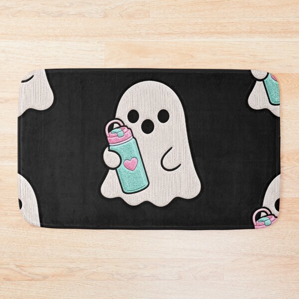 Item preview, Cute Ghost Water Bottle Kawaii Embroidery Patch Design designed and sold by ColorSplash123.