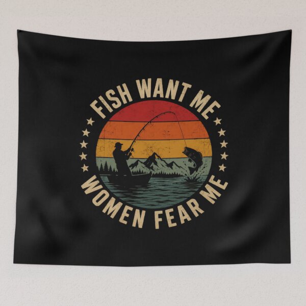 Item preview, Fish Want Me Women Fear Me Funny Fisherman Angler Fishing Lover designed and sold by SkeletonsDanger.