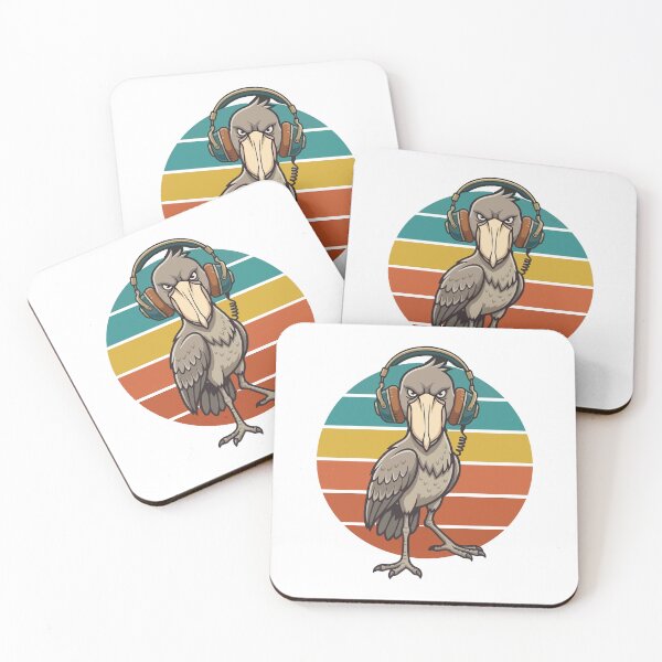 Item preview, Shoebill Stork Wearing Headphones Retro 70s Sunset Music designed and sold by Arc2020.