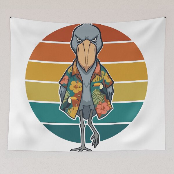 Item preview, Funny Vacation Shoebill Stork Hawaiian Shirt Retro Sunset designed and sold by ArcApparel2020.