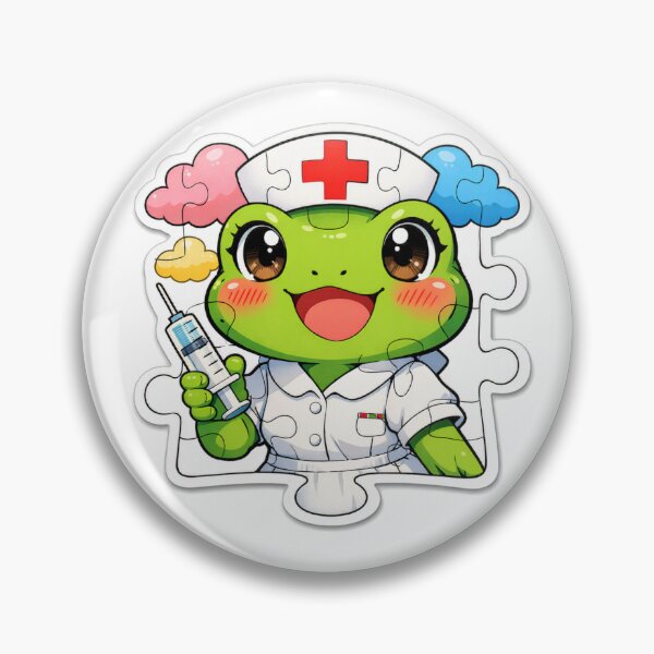 Item preview, Cute Frog Nurse Puzzle Sticker – Adorable Kawaii Medical Character designed and sold by ARTERAMIX.
