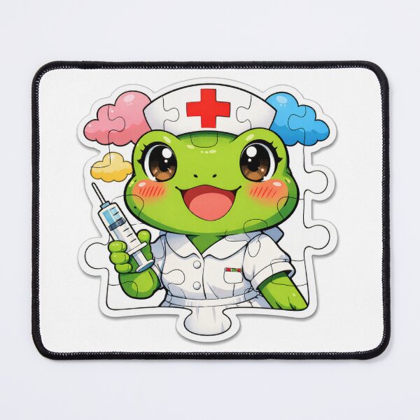 Item preview, Cute Frog Nurse Puzzle Sticker – Adorable Kawaii Medical Character designed and sold by ARTERAMIX.