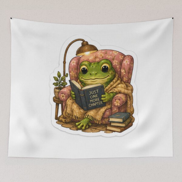 Item preview, Just One More Chapter Frog Sticker designed and sold by AtlasPixel.