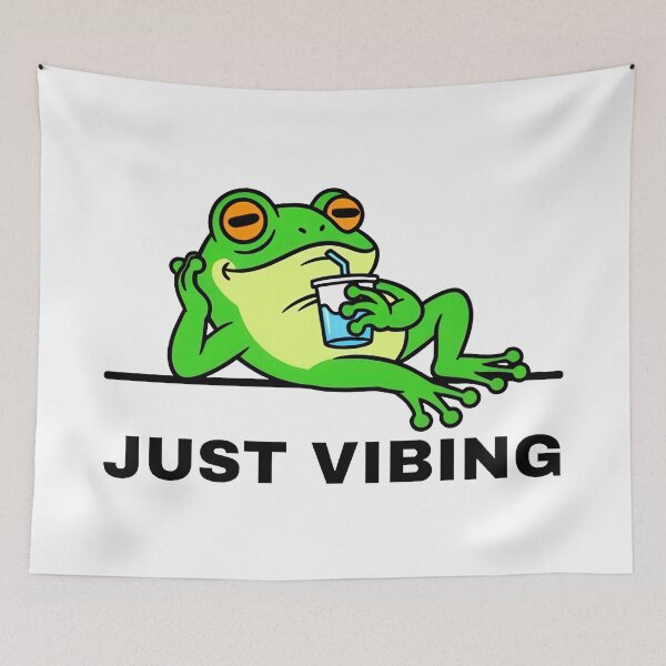 Item preview, Just Vibing Funny Frog Chill Retro Cartoon designed and sold by DigitalArtx-com.