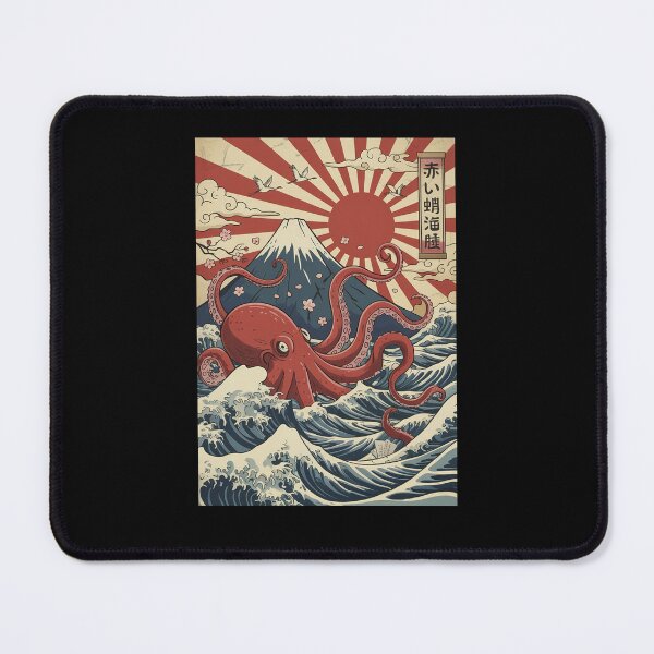 Item preview, Red Octopus Japanese Waves Kraken Vintage designed and sold by suhairee-studio.