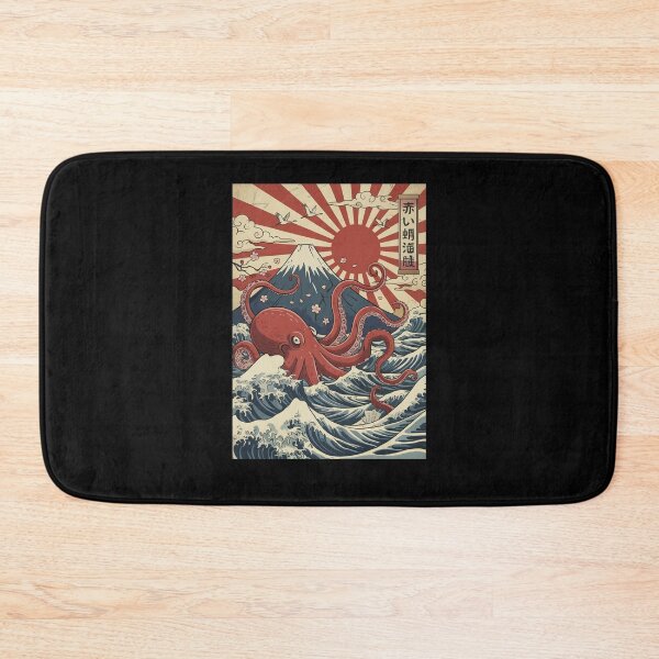 Item preview, Red Octopus Japanese Waves Kraken Vintage designed and sold by suhairee-studio.