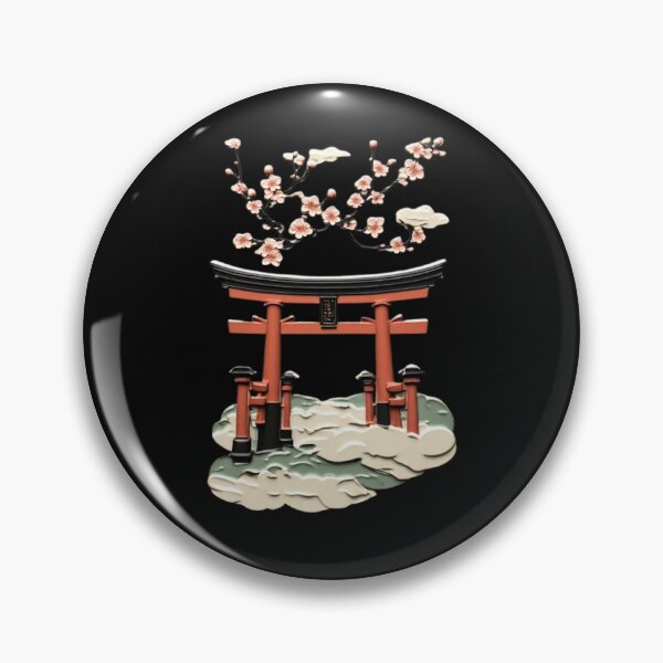 Item preview, Torii Gate in Mist with Cherry Blossom | Elegant Japanese Icon 01 designed and sold by Shift-Bloom.