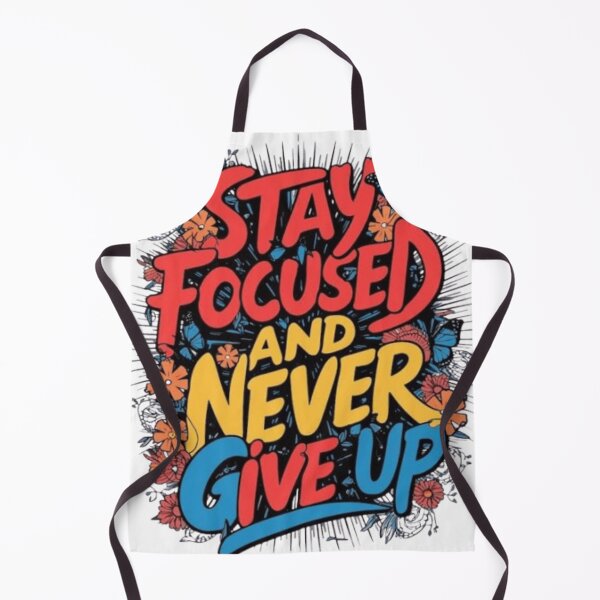 Item preview, Stay Focused And Never Give Up Retro Motivational Quote designed and sold by ArhaanFashions.