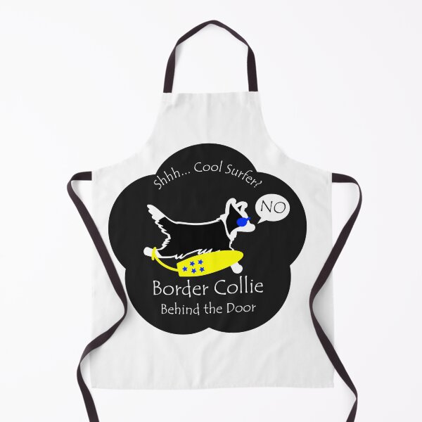 Item preview, Funny Border Collie Cool Surfer Behind the Door Black Base designed and sold by Na7nasColorShop.