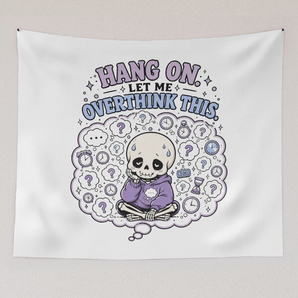 Item preview, Cute Skeleton Overthink Funny Anxiety Shirt — Hang On Let Me Overthink This Kawaii Introvert Humor Gift Tee designed and sold by MaynyStudio.