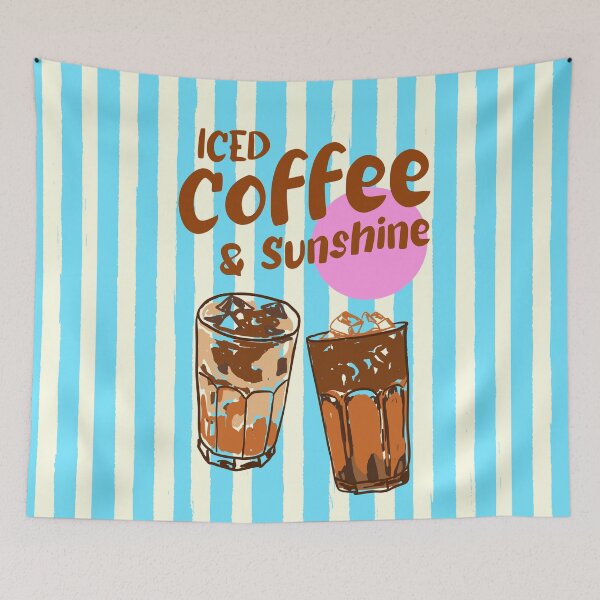 Item preview, Iced Coffee and Sunshine Summer Stripes Preppy designed and sold by MaiZephyr.