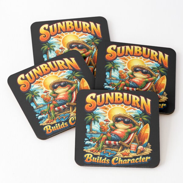 Item preview, Sunburn Builds Character Funny Frog Summer Vacation Retro Beach Meme designed and sold by Ladys-Gents.