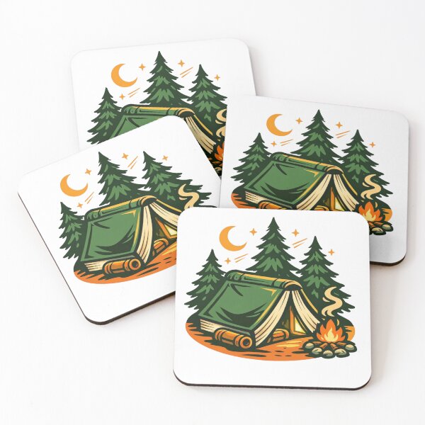 Item preview, Book Tent Under Pine Trees – Cozy Literary Camping Badge designed and sold by Timeless Junction.