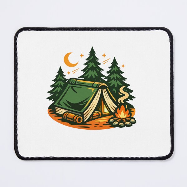 Item preview, Book Tent Under Pine Trees – Cozy Literary Camping Badge designed and sold by Timeless Junction.