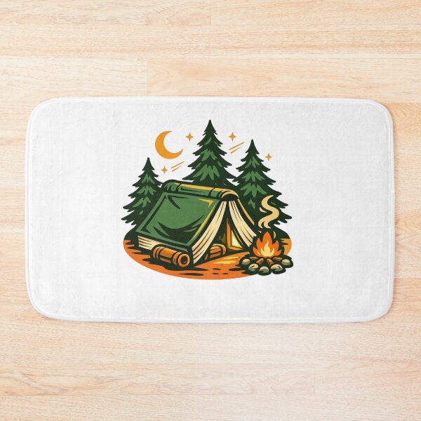 Item preview, Book Tent Under Pine Trees – Cozy Literary Camping Badge designed and sold by Timeless Junction.