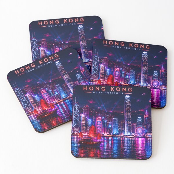 Item preview, Hong Kong Neon Horizons | Cyberpunk Skyline | Futuristic Cityscape | Synthwave Travel Art designed and sold by Neo Tokio.
