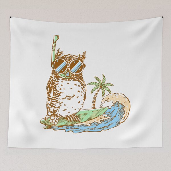 Item preview, Funny Surfing Owl with Snorkel Sunglasses designed and sold by phsycartwork.