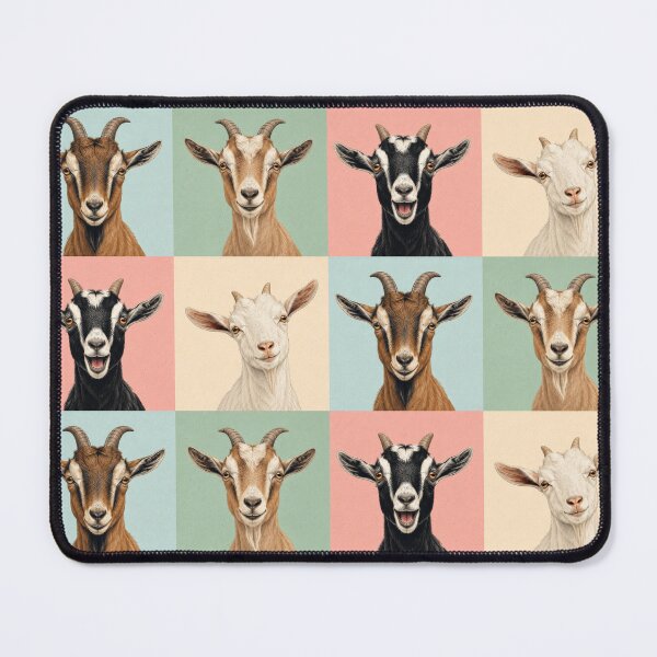 Item preview, Colorful Goat Portrait Grid | Vintage Farm Animal Illustration designed and sold by pixiedustpaint.