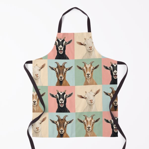 Item preview, Colorful Goat Portrait Grid | Vintage Farm Animal Illustration designed and sold by pixiedustpaint.
