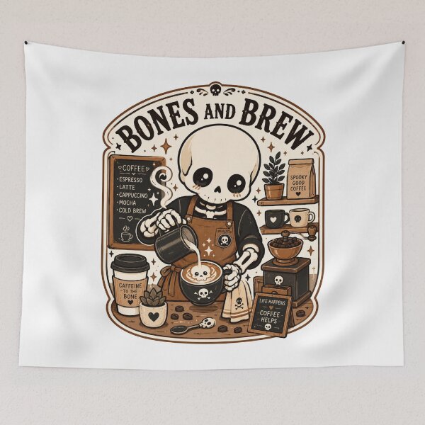 Item preview, Cute Skeleton Barista Bones And Brew Funny Coffee Shirt — Caffeine To The Bone Kawaii Skull Coffee Lover Gift Tee designed and sold by MaynyStudio.