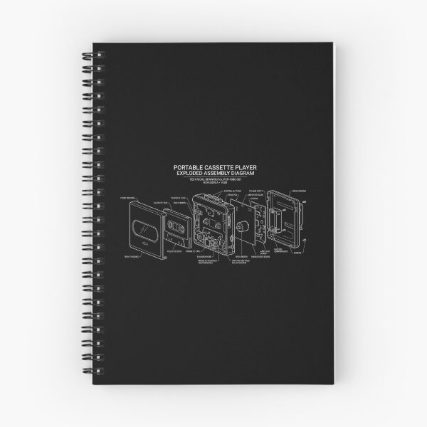 Item preview, Retro Portable Cassette Player Exploded View Blueprint designed and sold by DraftGear.