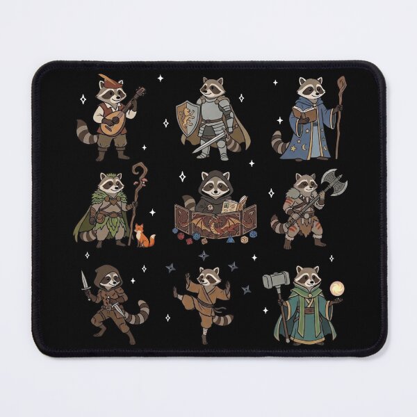 Item preview, DND RACCOONS, Dungeons and Dragons characters, RPG retro vintage style designed and sold by DungeonAtelier.