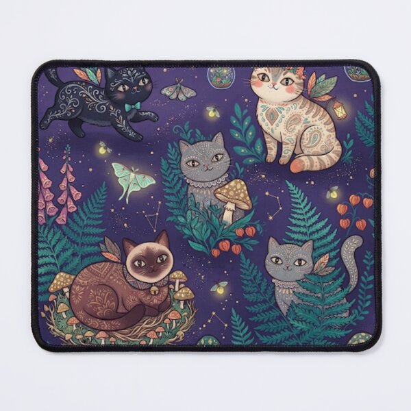Item preview, Cute Magical Cats in an Enchanted Mushroom Forest designed and sold by Iampoji.