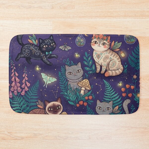 Item preview, Cute Magical Cats in an Enchanted Mushroom Forest designed and sold by Iampoji.