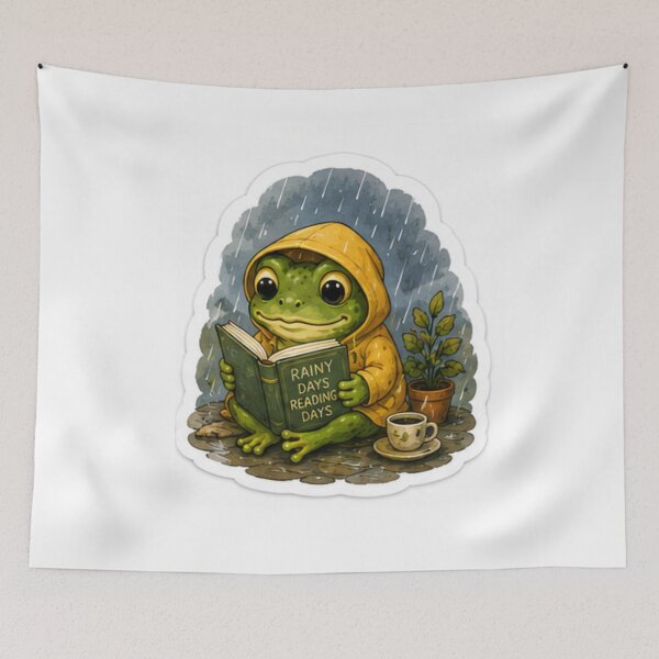 Item preview, Rainy Day Reading Frog Sticker designed and sold by AtlasPixel.