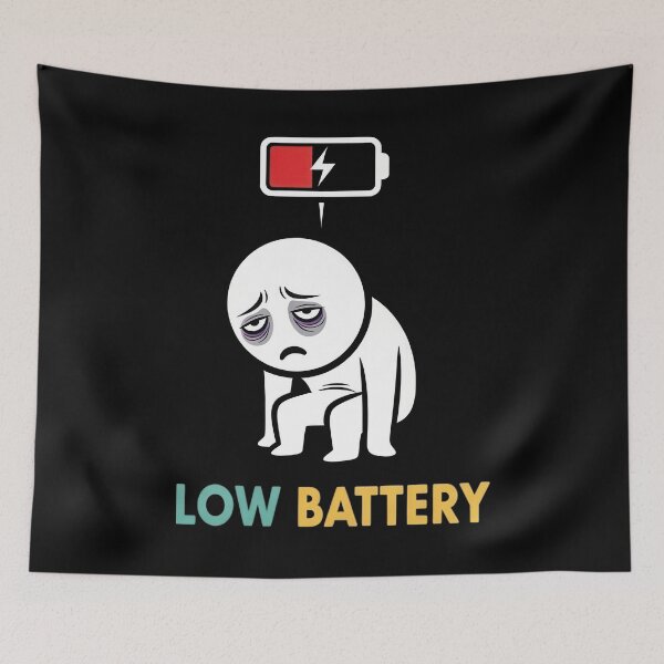 Item preview, Low Battery Funny Tired Chibi Cartoon Graphic designed and sold by DigitalArtx-com.